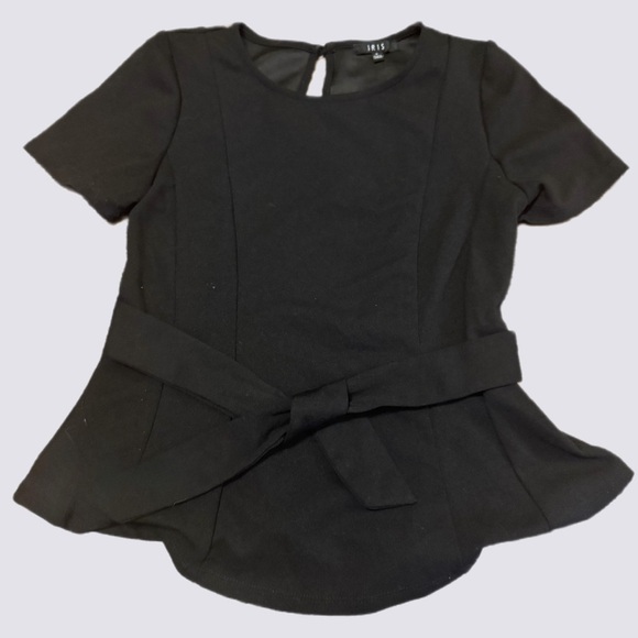 Iris Small Black Tie Front Blouse. Size Small - Picture 1 of 6